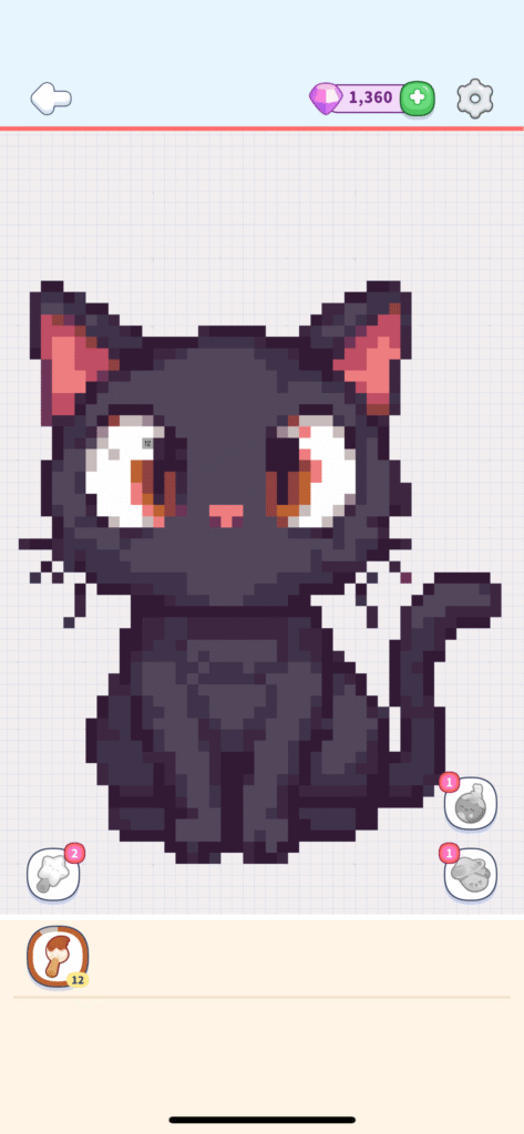 Colors of Life, a cute black cat, gameplay screen