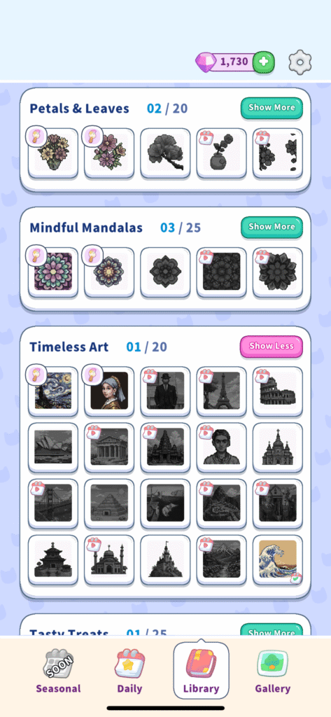 Colors of Life Level selection Screen