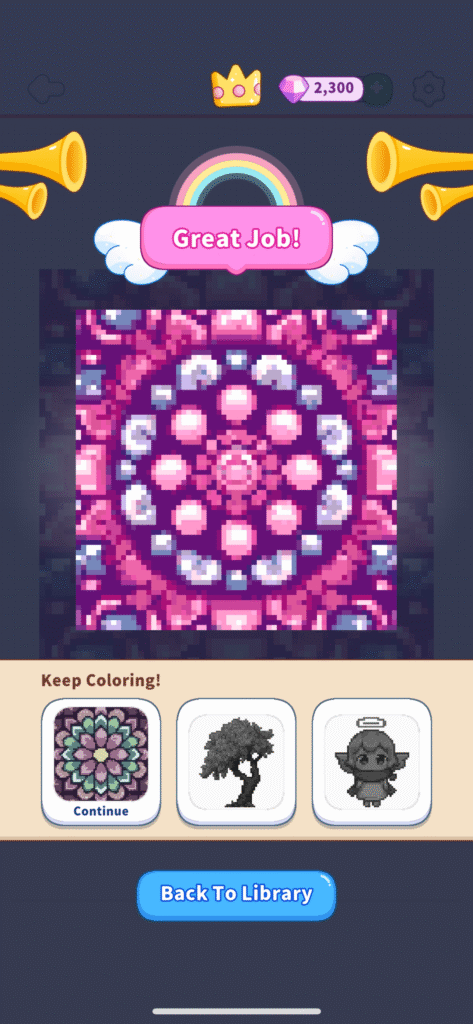Colors of Life, a Mandala image in a win screen